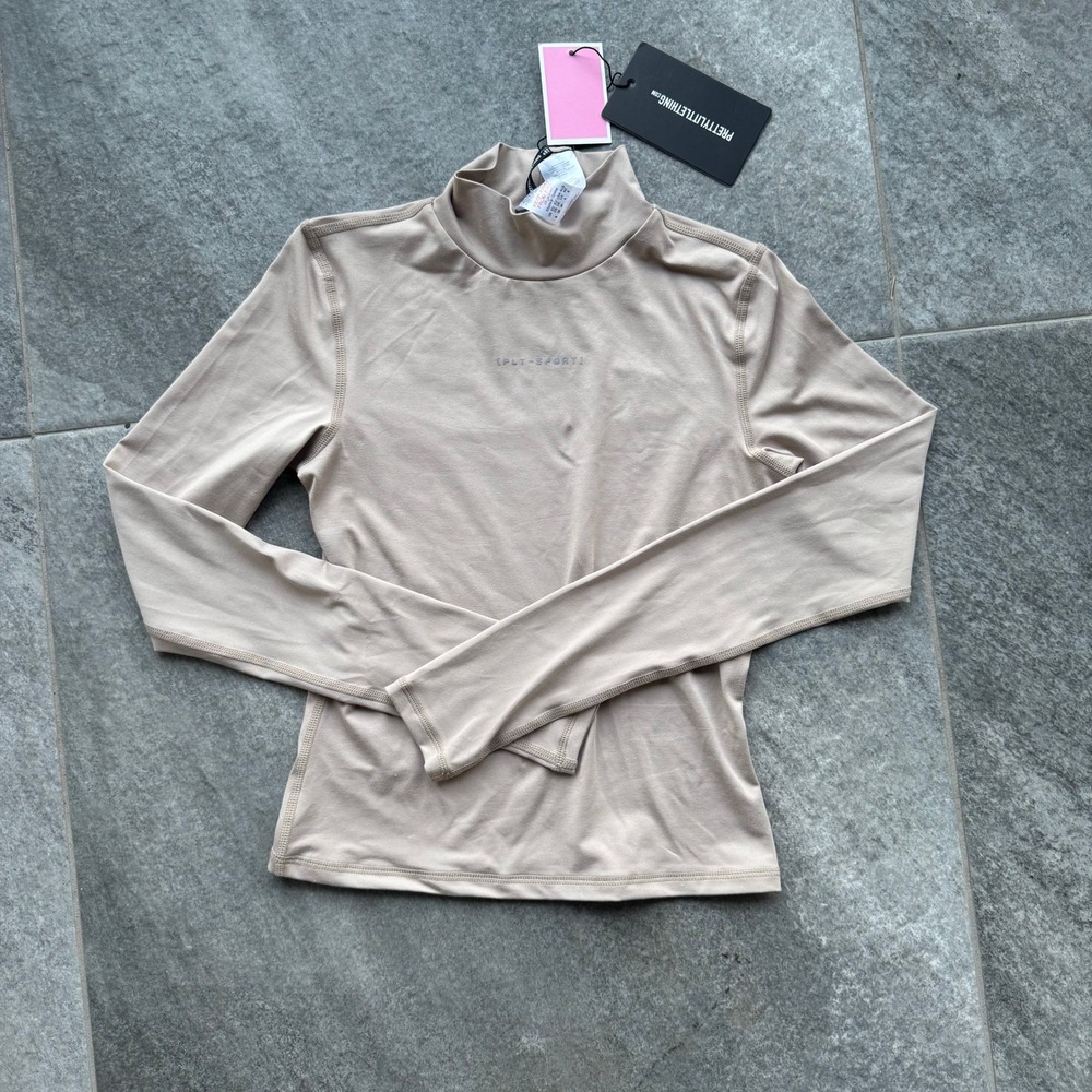 PrettyLittleThing Women's PLT Sport Sculpt High Neck Long Sleeve Size 4 NWT
